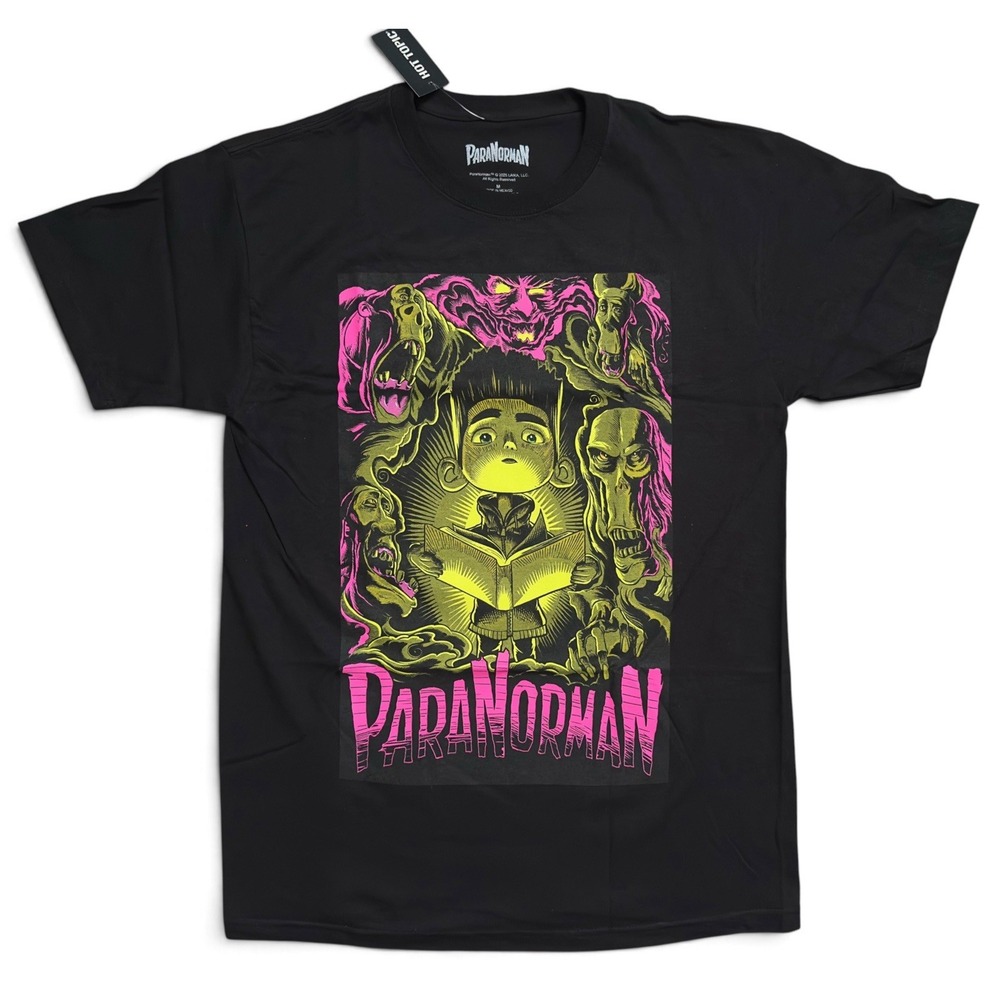 ParaNorman Awakening Poster T Shirt Hot Topic Black Neon Pink Mens Size M